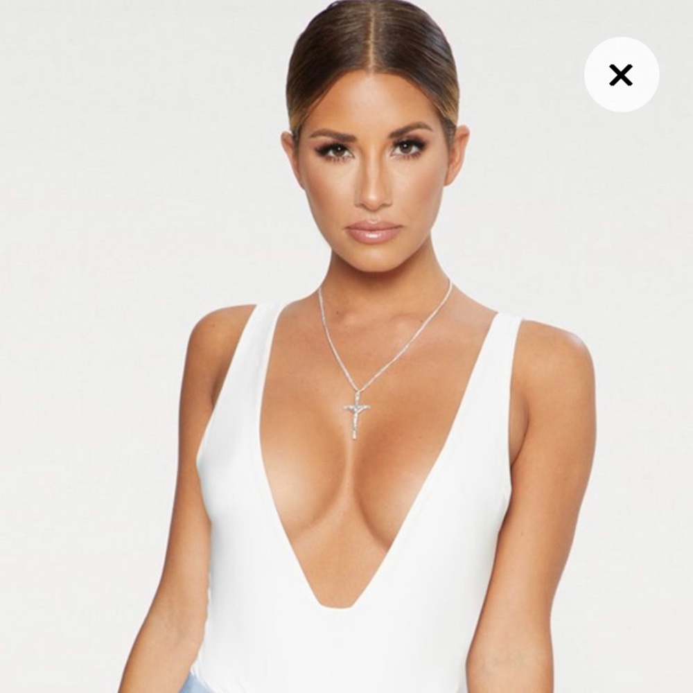 White thong body suit